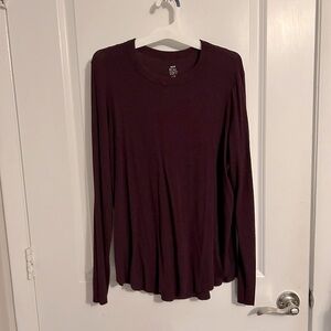 Aerie Real Soft Burgundy Maroon Long Sleeve Top